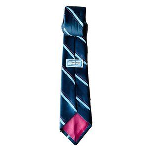 YSL Yves Saint Laurent Neckwear Tie Striped Navy Blue Red 3.5"